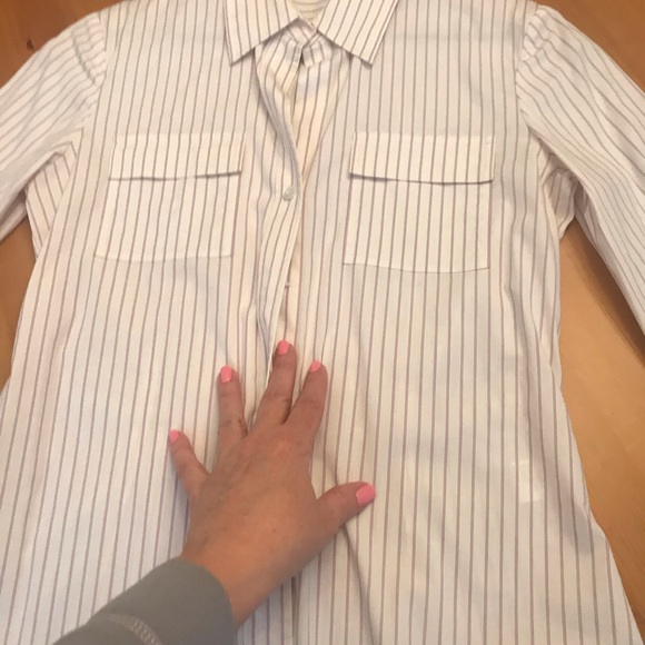 Theory pink pinstripe button down blouse. - Picture 6 of 7